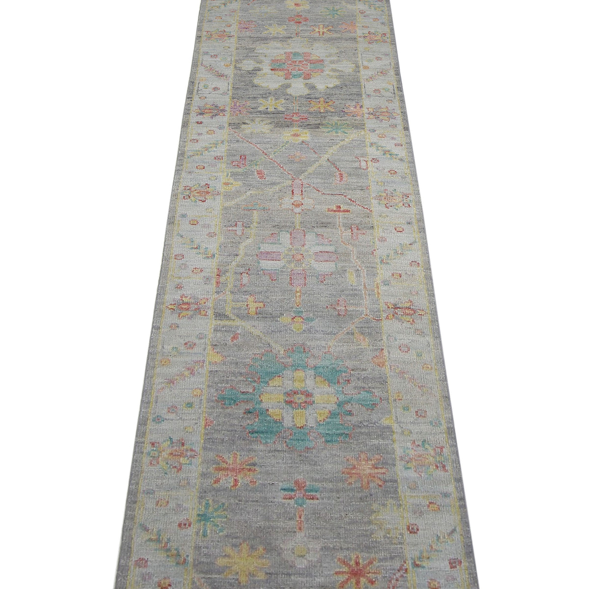Pacific Ushak Wool Weft 42563 Grey Lt.Blue Transitional Hand Knotted Rug