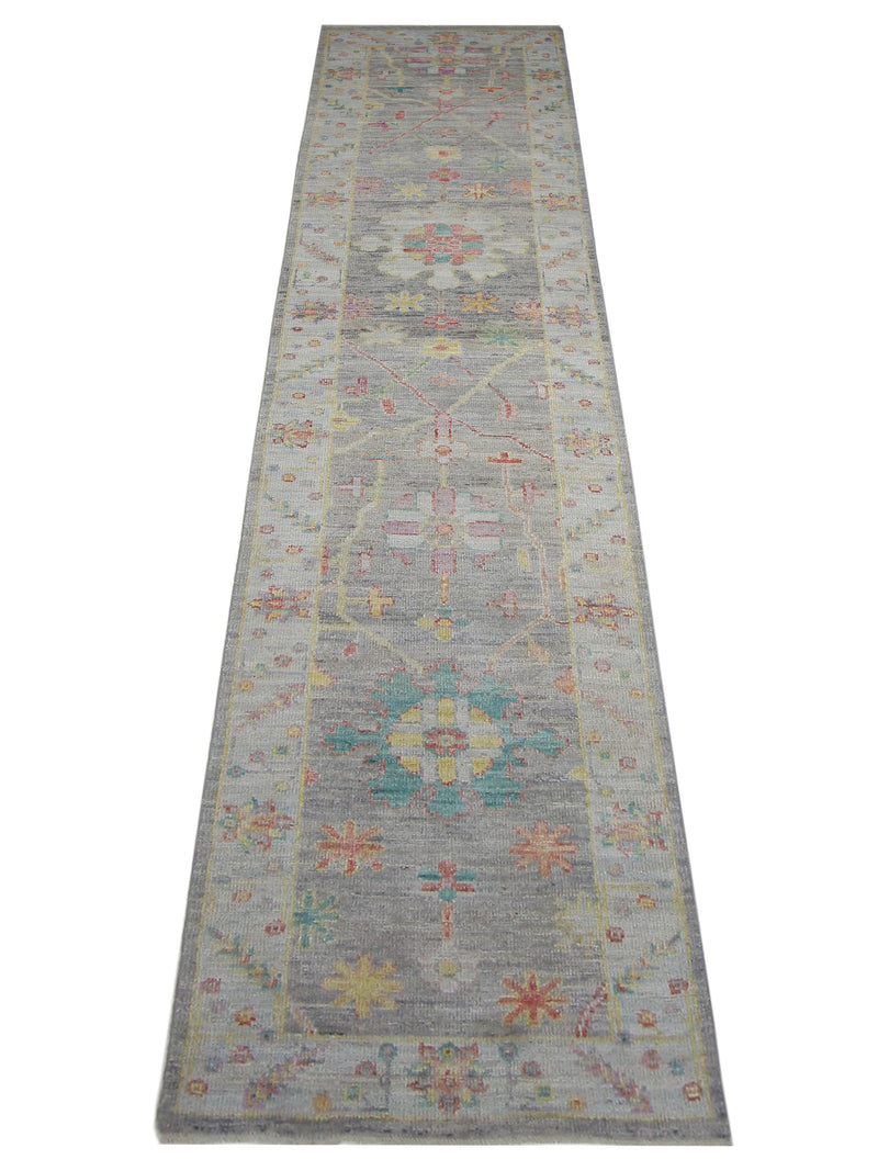 Pacific Ushak Wool Weft 42563 Grey Lt.Blue Transitional Hand Knotted Rug