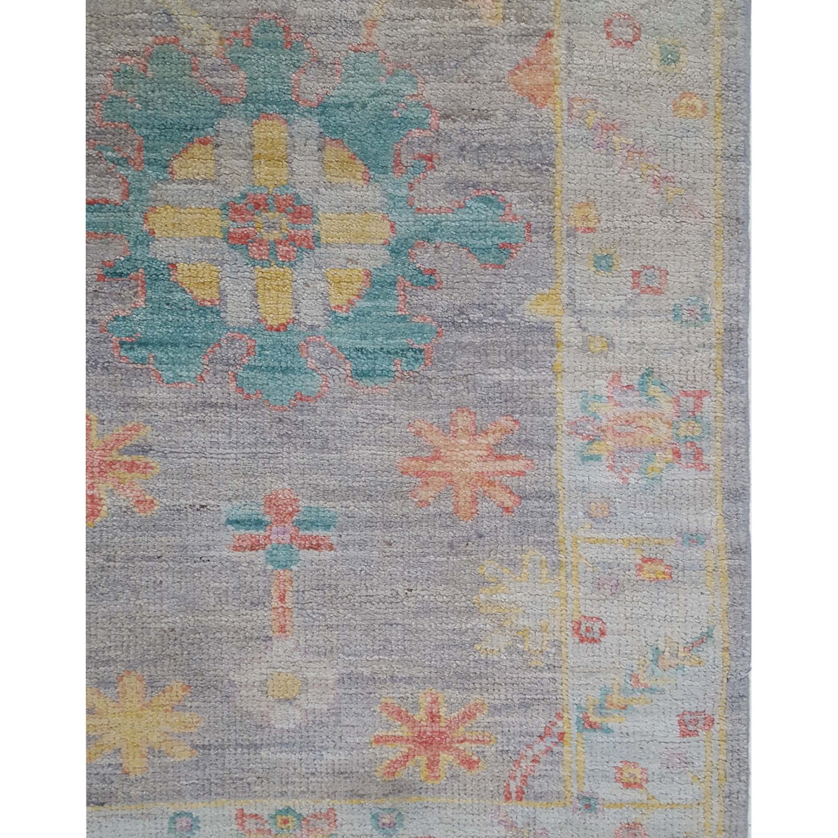 Pacific Ushak Wool Weft 42563 Grey Lt.Blue Transitional Hand Knotted Rug