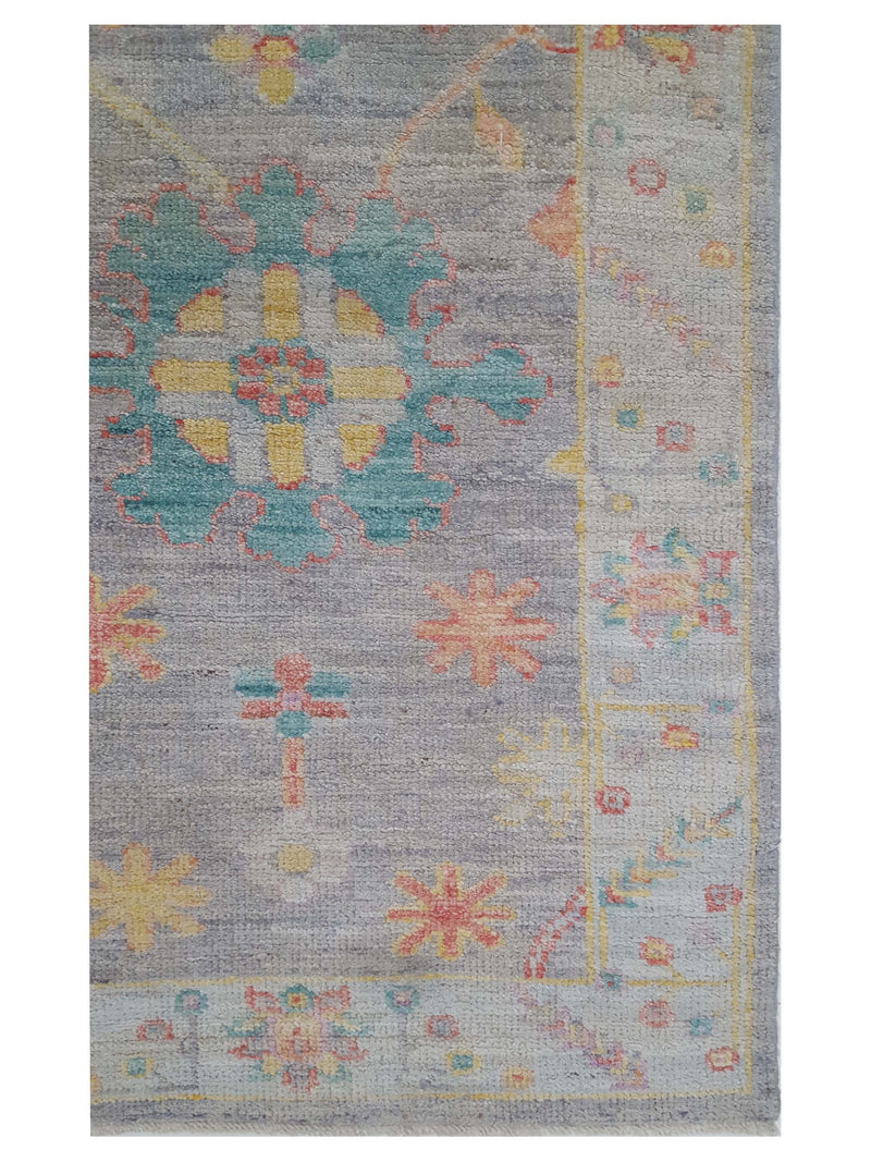 Pacific Ushak Wool Weft 42563 Grey Lt.Blue Transitional Hand Knotted Rug
