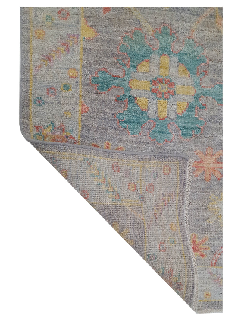 Pacific Ushak Wool Weft 42563 Grey Lt.Blue Transitional Hand Knotted Rug