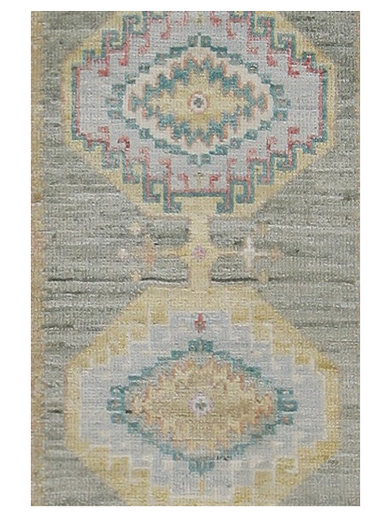 Pacific Ushak Wool Weft 42565 Lt.Green Ivory Transitional Hand Knotted Rug