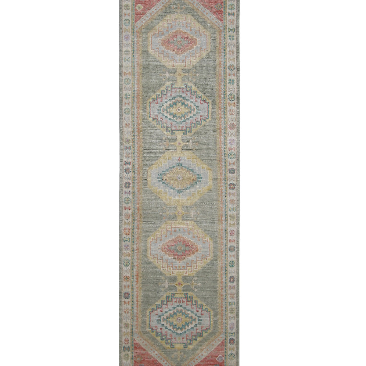 Pacific Ushak Wool Weft  Lt.Green Ivory Transitional