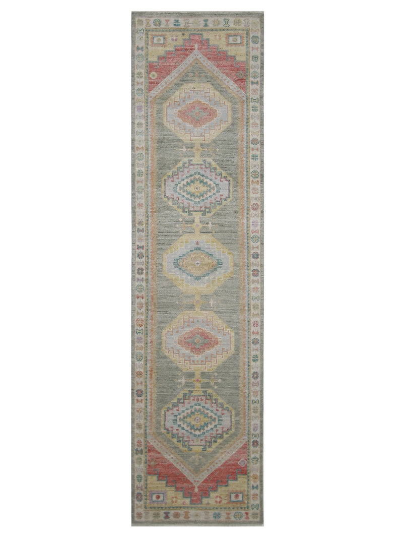 Pacific Ushak Wool Weft  Lt.Green Ivory Transitional