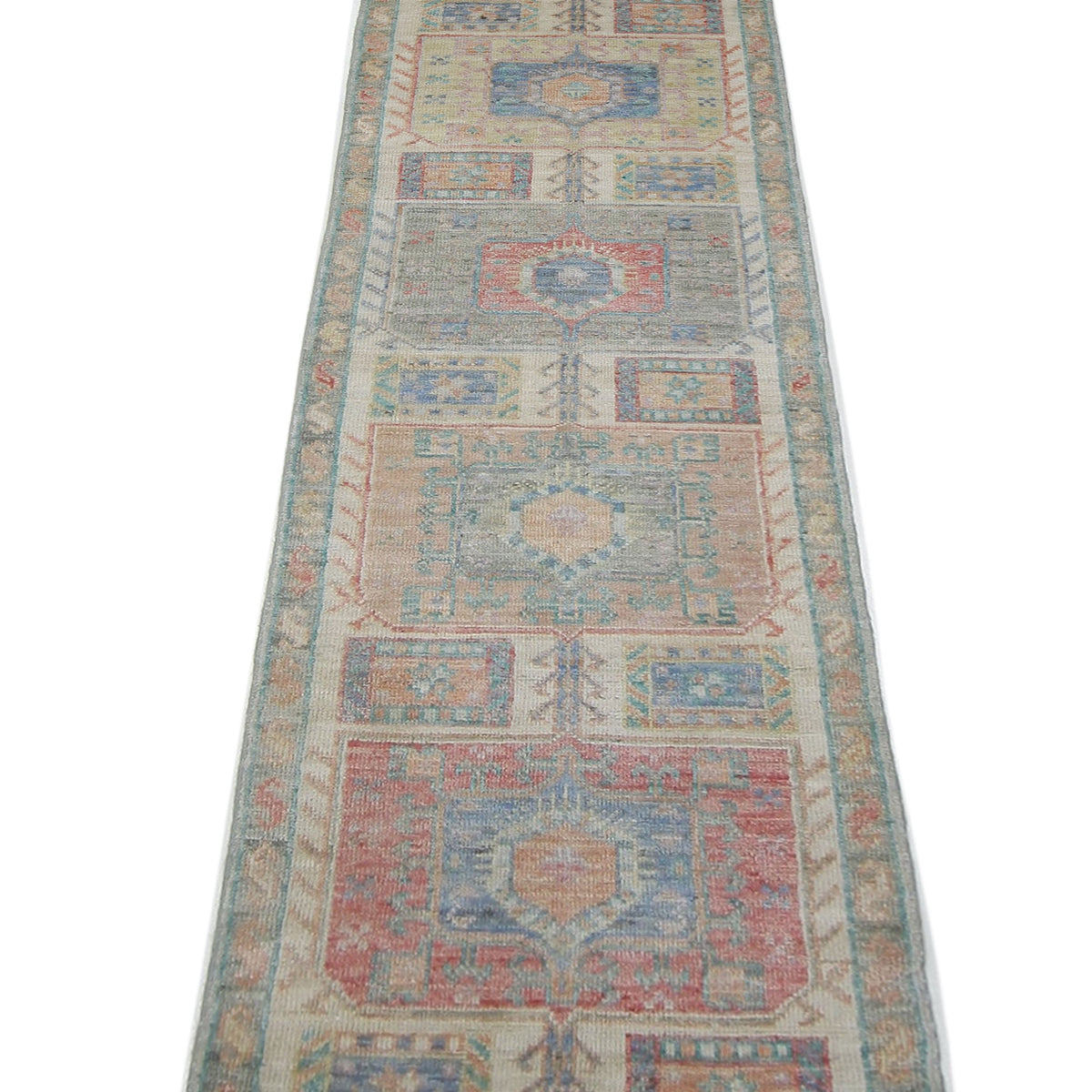 Pacific Ushak Wool Weft 42566 Beige Multi Transitional Hand Knotted Rug