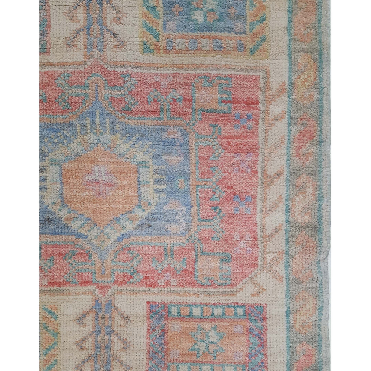 Pacific Ushak Wool Weft 42566 Beige Multi Transitional Hand Knotted Rug