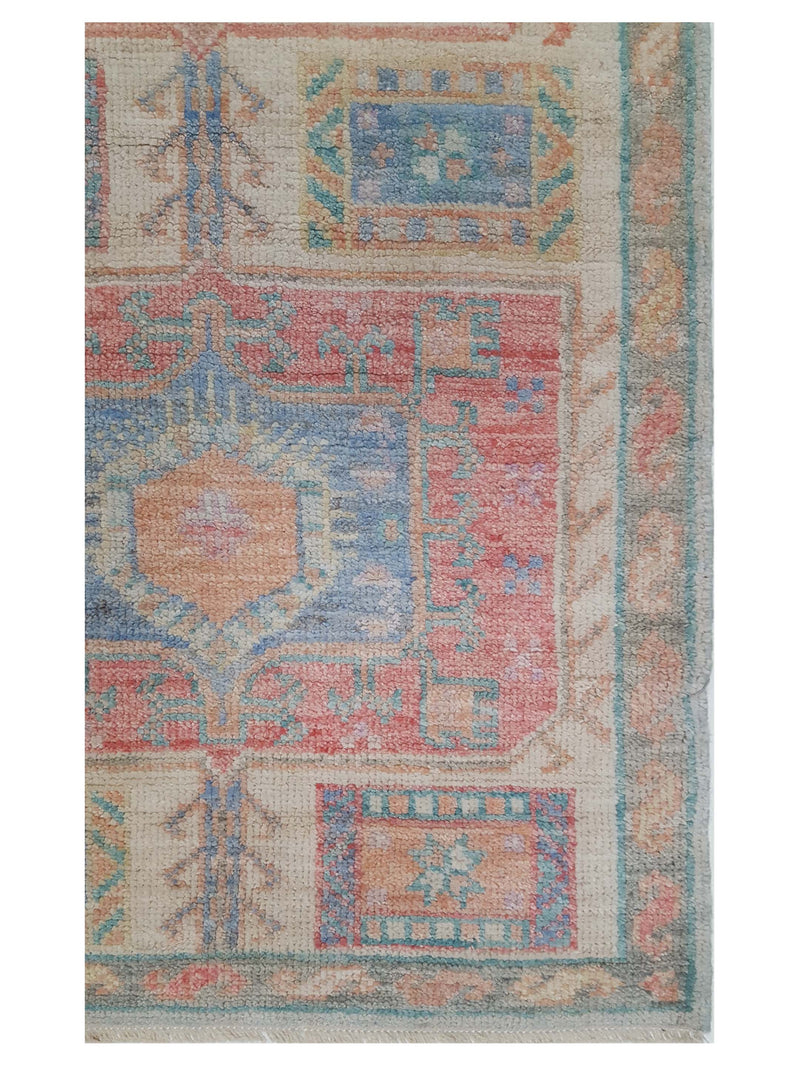 Pacific Ushak Wool Weft 42566 Beige Multi Transitional Hand Knotted Rug
