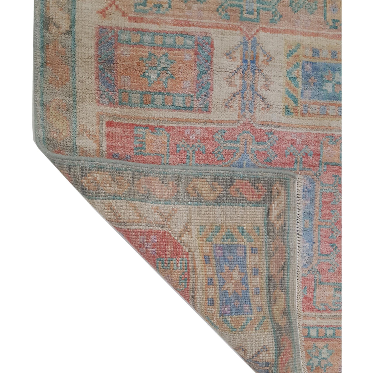 Pacific Ushak Wool Weft 42566 Beige Multi Transitional Hand Knotted Rug