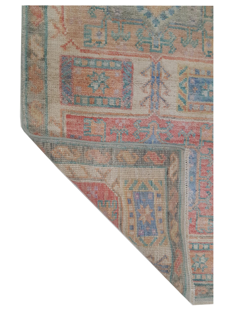 Pacific Ushak Wool Weft 42566 Beige Multi Transitional Hand Knotted Rug