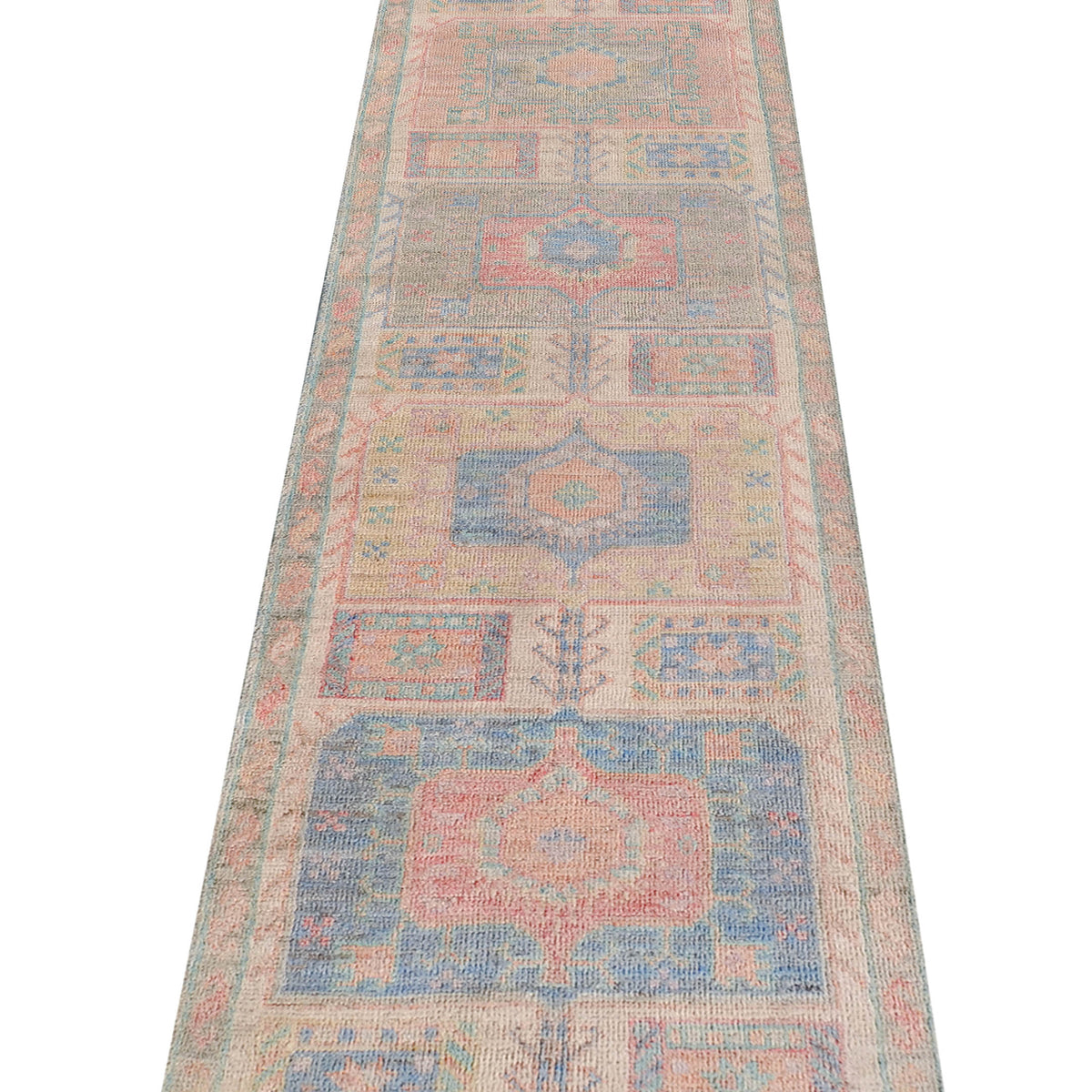 Pacific Ushak Wool Weft 42567 Beige Multi Transitional Hand Knotted Rug