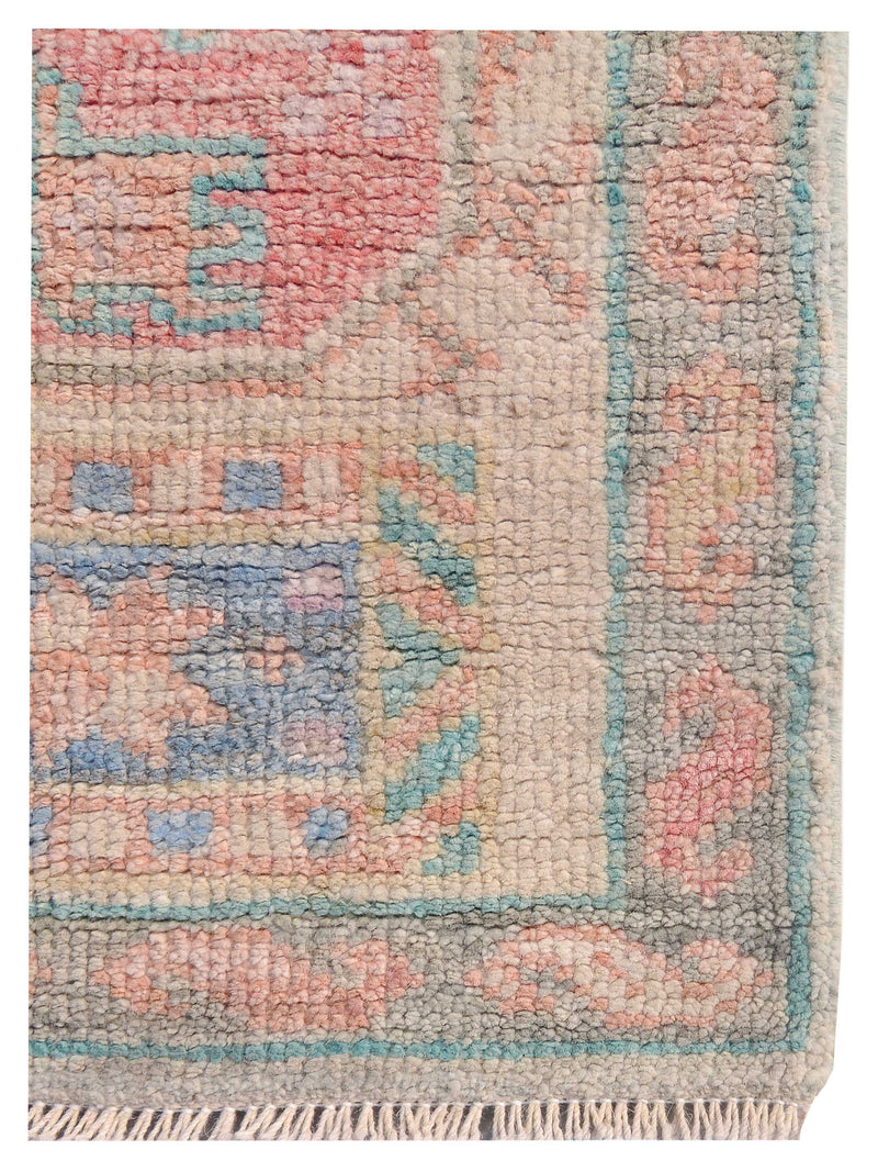 Pacific Ushak Wool Weft 42567 Beige Multi Transitional Hand Knotted Rug