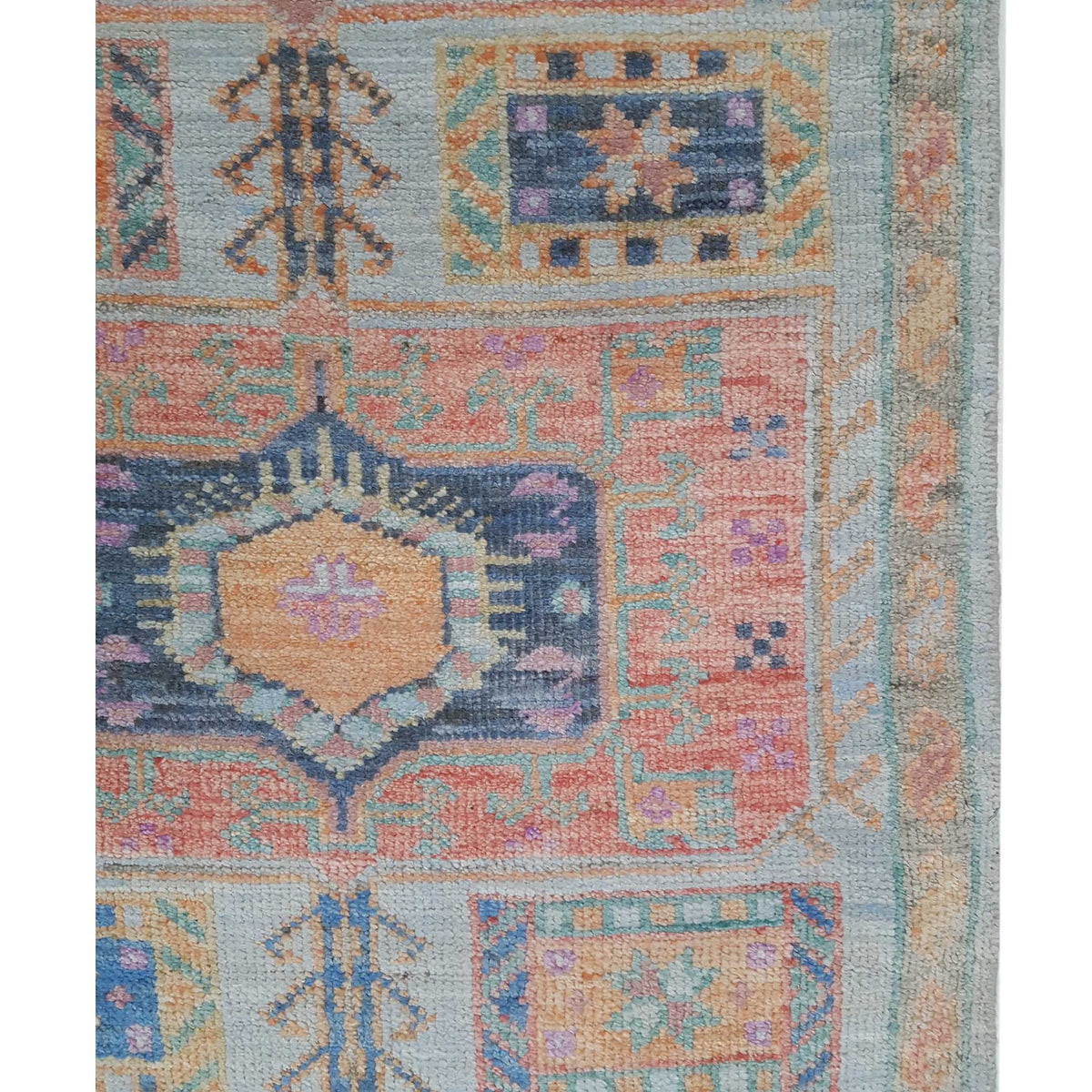 Pacific Ushak Wool Weft 42568 Lt.Blue Multi Transitional Hand Knotted Rug