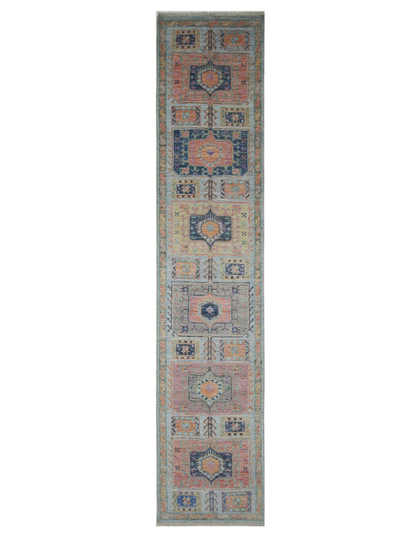 Pacific Ushak Wool Weft  Lt.Blue Multi Transitional