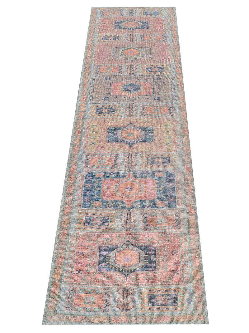 Pacific Ushak Wool Weft 42569 Lt.Blue Multi Transitional Hand Knotted Rug