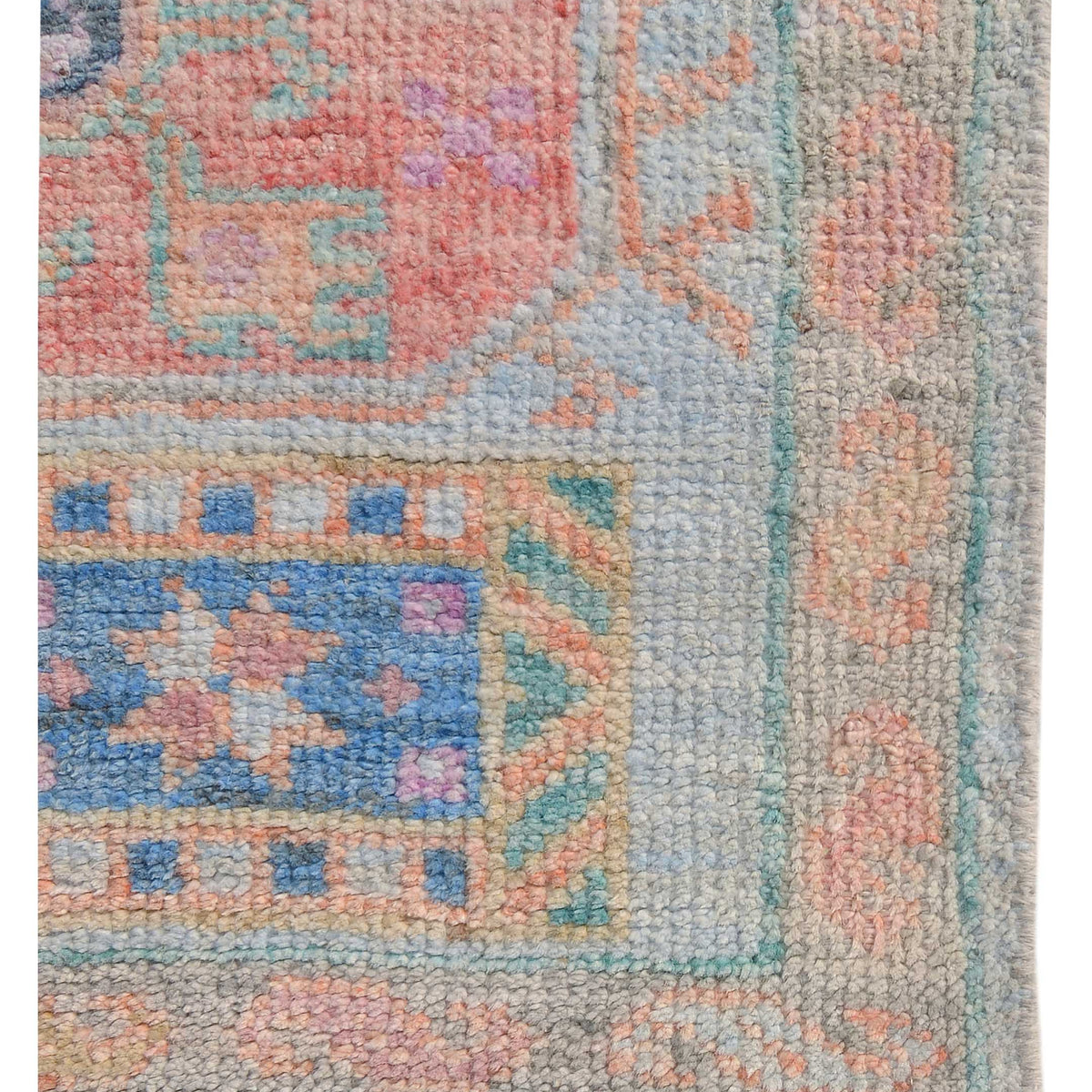Pacific Ushak Wool Weft 42569 Lt.Blue Multi Transitional Hand Knotted Rug