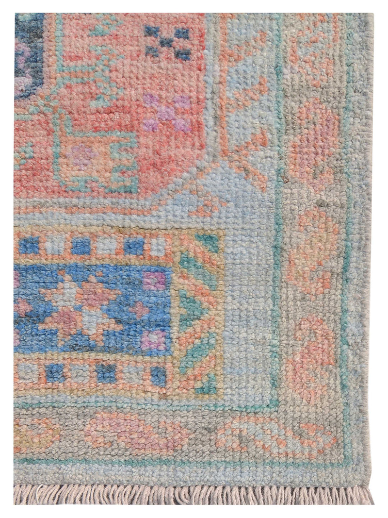 Pacific Ushak Wool Weft 42569 Lt.Blue Multi Transitional Hand Knotted Rug