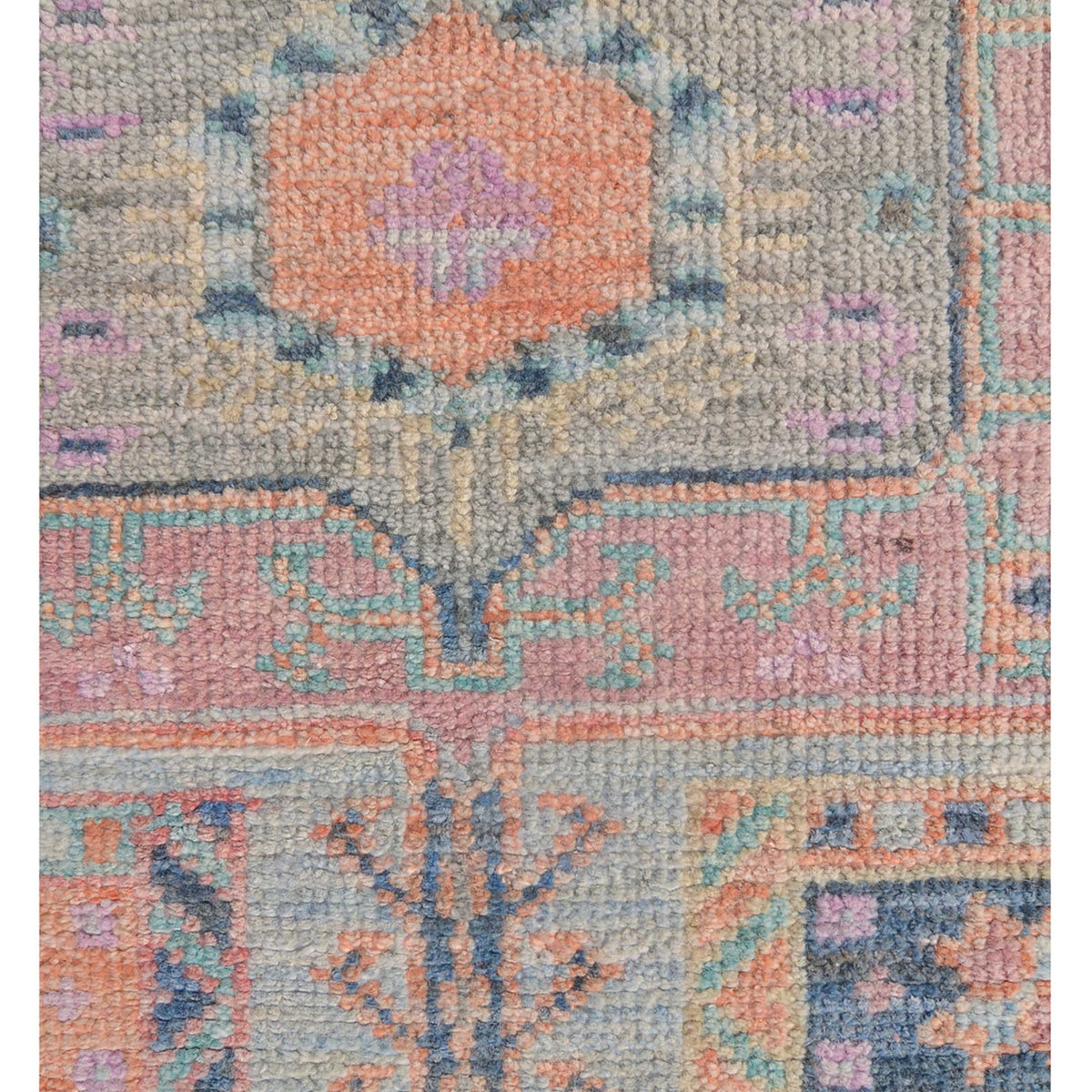Pacific Ushak Wool Weft 42569 Lt.Blue Multi Transitional Hand Knotted Rug