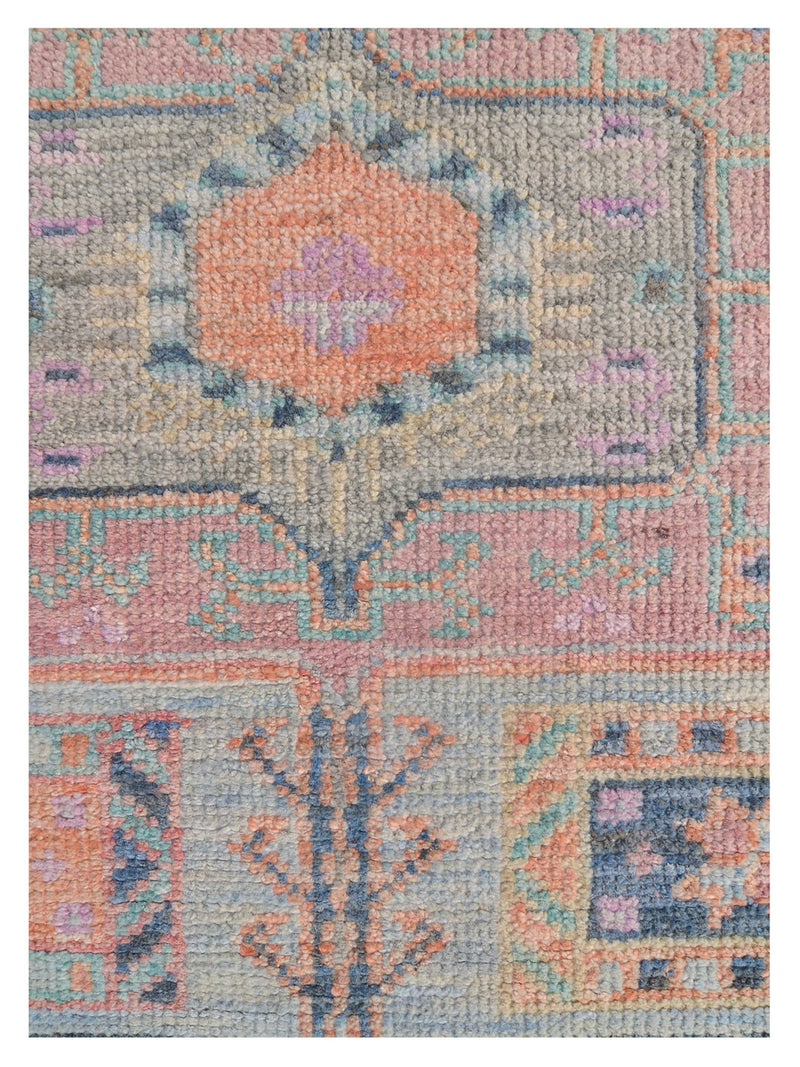 Pacific Ushak Wool Weft 42569 Lt.Blue Multi Transitional Hand Knotted Rug