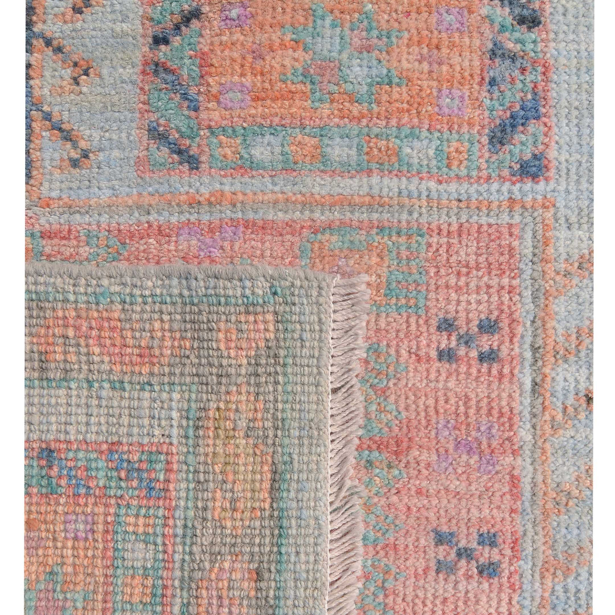 Pacific Ushak Wool Weft 42569 Lt.Blue Multi Transitional Hand Knotted Rug