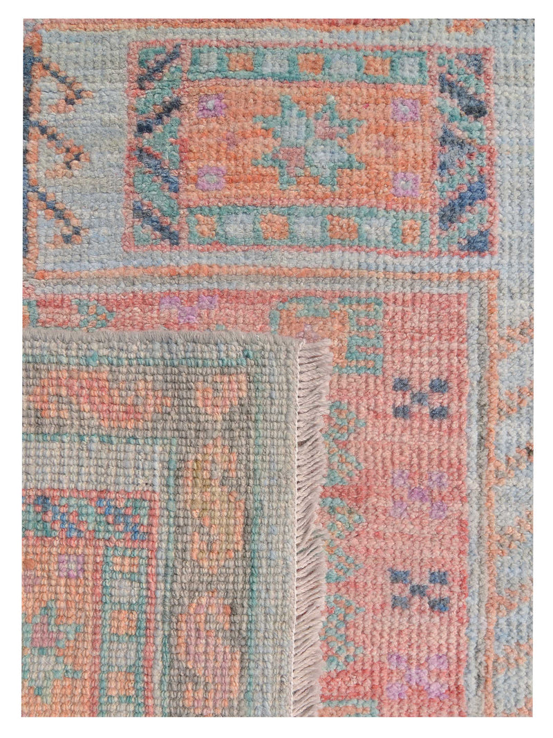 Pacific Ushak Wool Weft 42569 Lt.Blue Multi Transitional Hand Knotted Rug