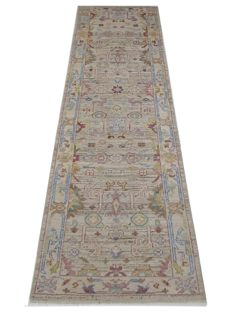 Pacific Ushak Wool Weft 42570 Beige Beige Transitional Hand Knotted Rug