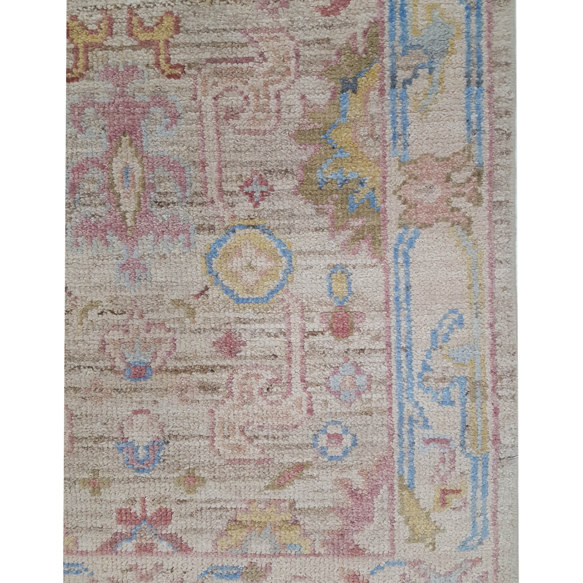 Pacific Ushak Wool Weft 42570 Beige Beige Transitional Hand Knotted Rug