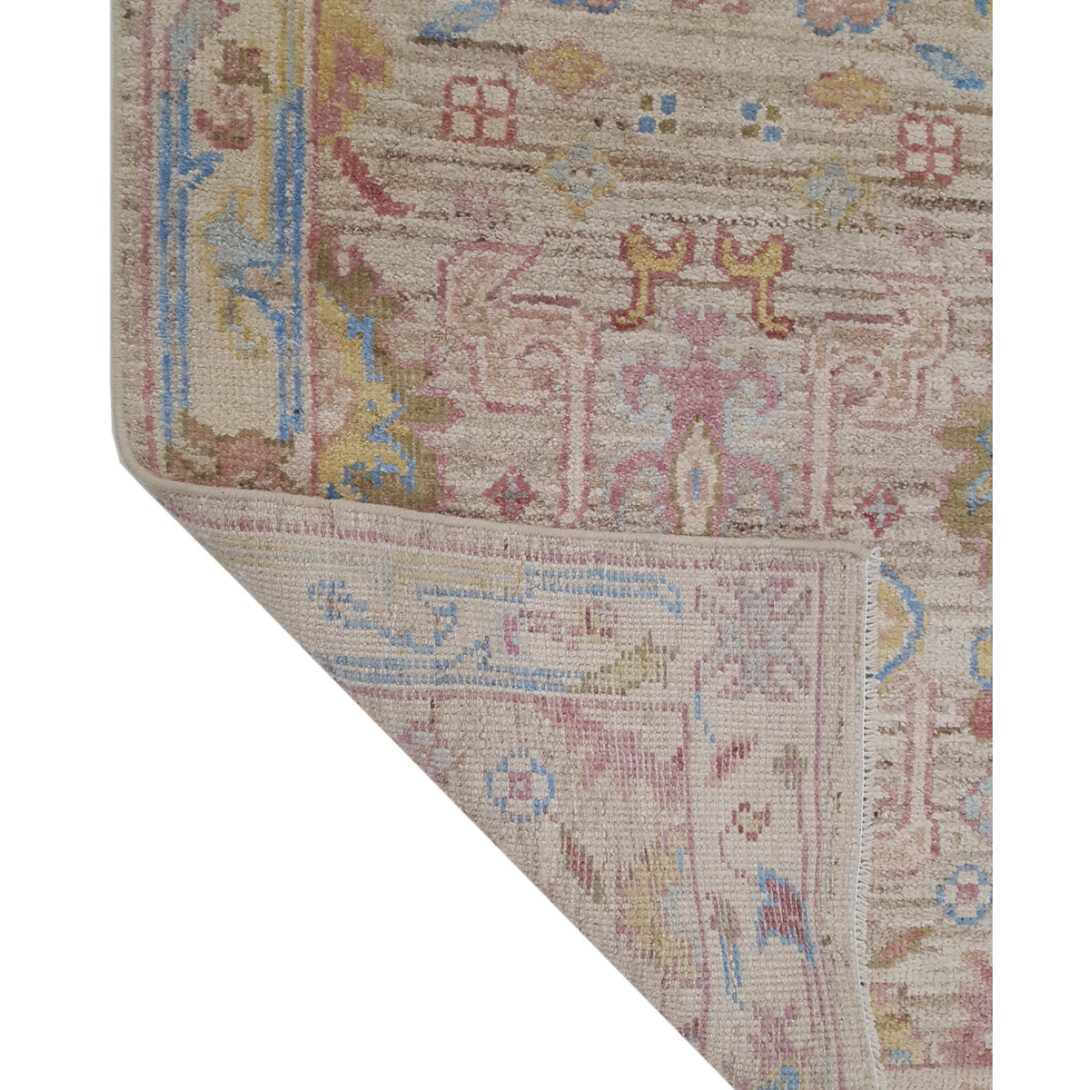 Pacific Ushak Wool Weft 42570 Beige Beige Transitional Hand Knotted Rug
