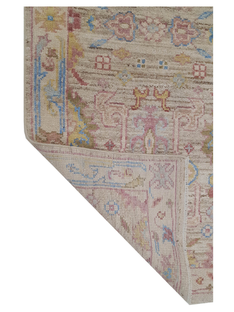 Pacific Ushak Wool Weft 42570 Beige Beige Transitional Hand Knotted Rug