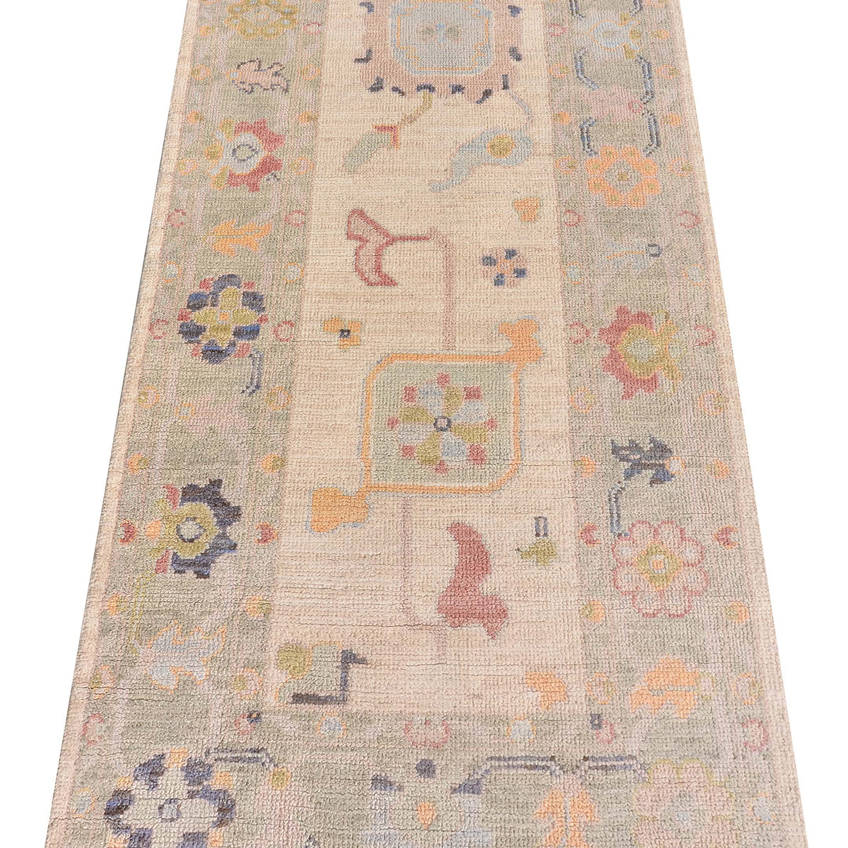 Pacific Ushak Wool Weft 42573 Ivory Grey Transitional Hand Knotted Rug
