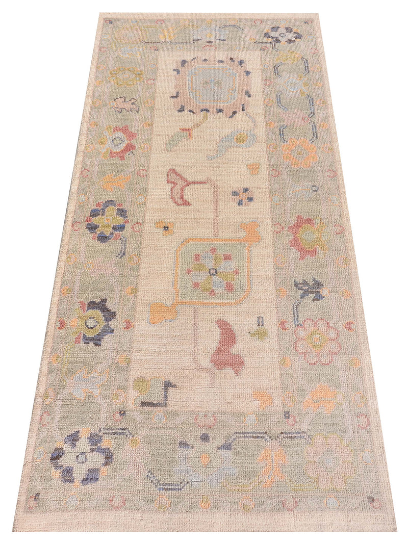 Pacific Ushak Wool Weft 42573 Ivory Grey Transitional Hand Knotted Rug