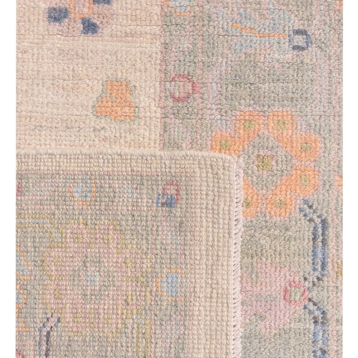 Pacific Ushak Wool Weft 42573 Ivory Grey Transitional Hand Knotted Rug