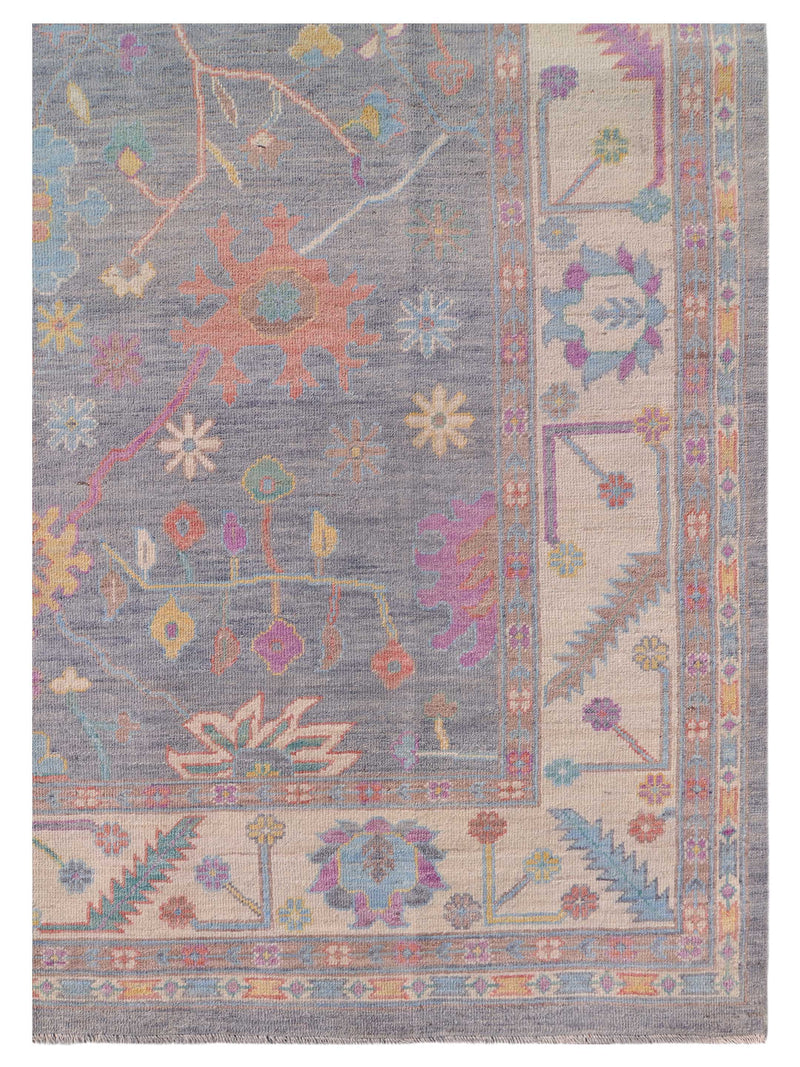 Pacific Ushak Wool Weft 42574 Grey Ivory Transitional Hand Knotted Rug