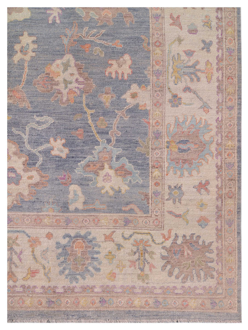 Pacific Ushak Wool Weft 42575 Grey Ivory Transitional Hand Knotted Rug