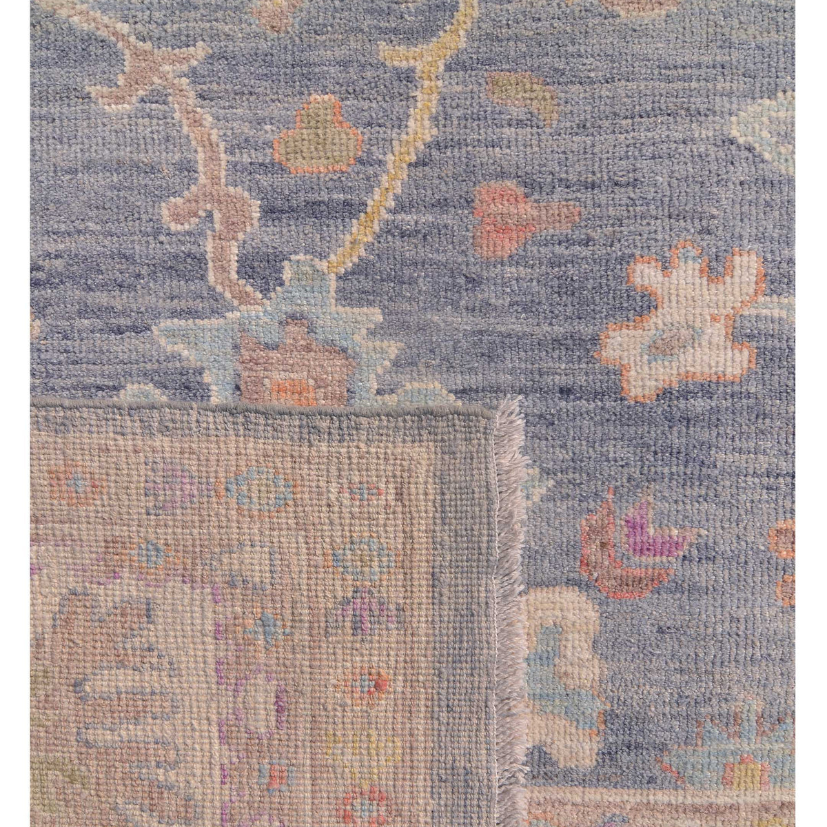 Pacific Ushak Wool Weft 42575 Grey Ivory Transitional Hand Knotted Rug