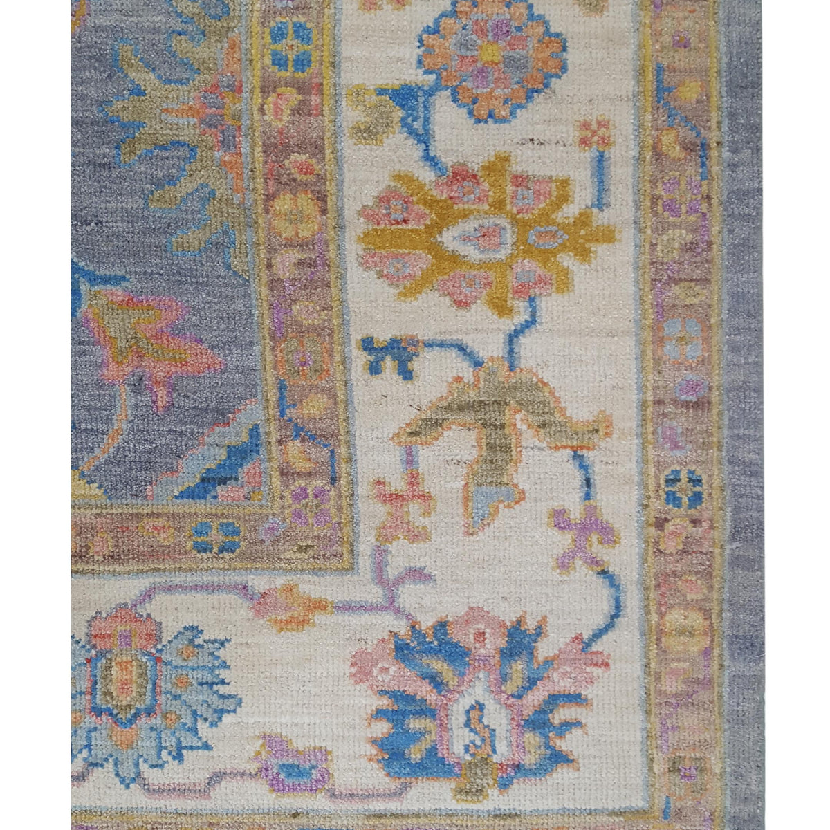 Pacific Ushak Wool Weft 42576 Grey Ivory Transitional Hand Knotted Rug