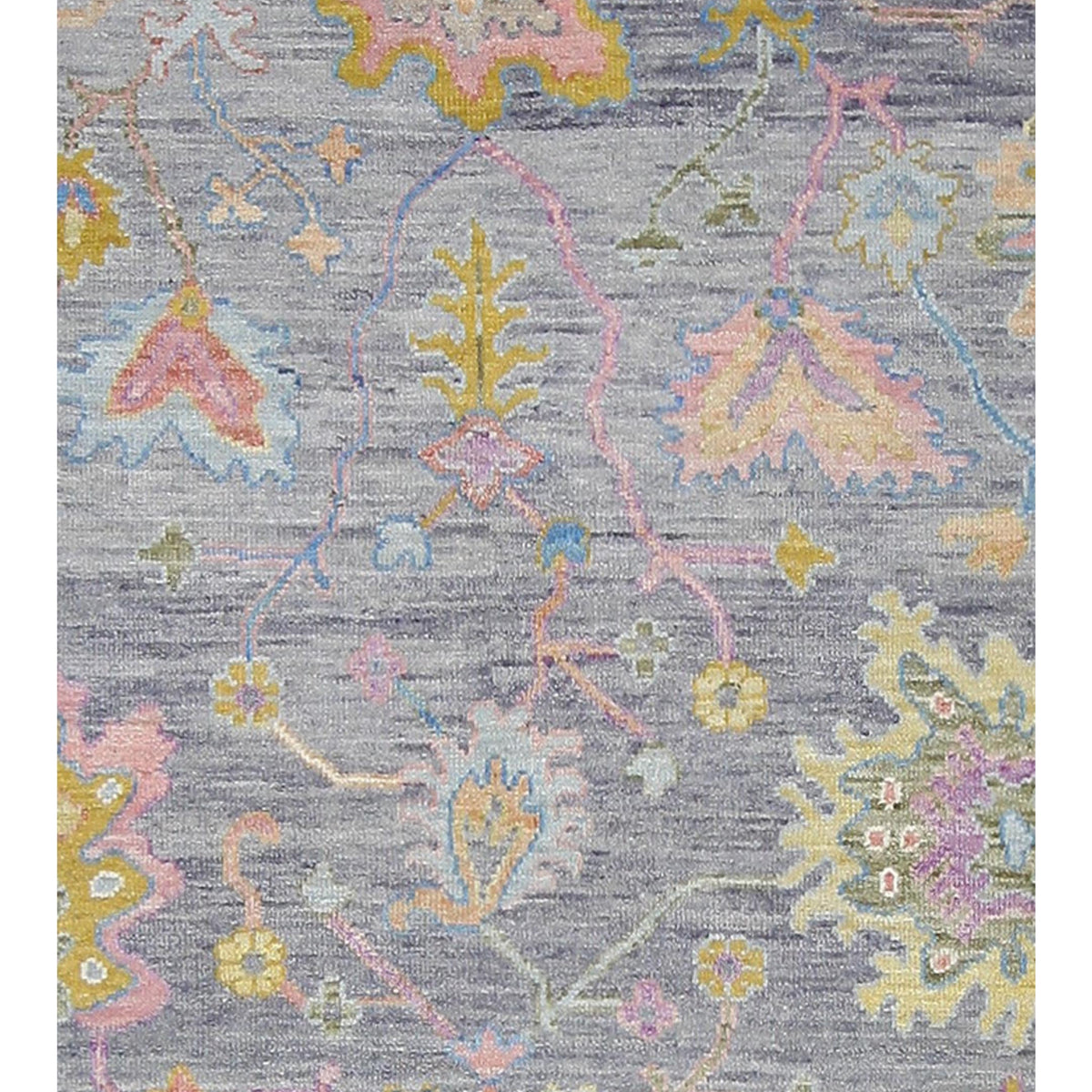 Pacific Ushak Wool Weft 42576 Grey Ivory Transitional Hand Knotted Rug