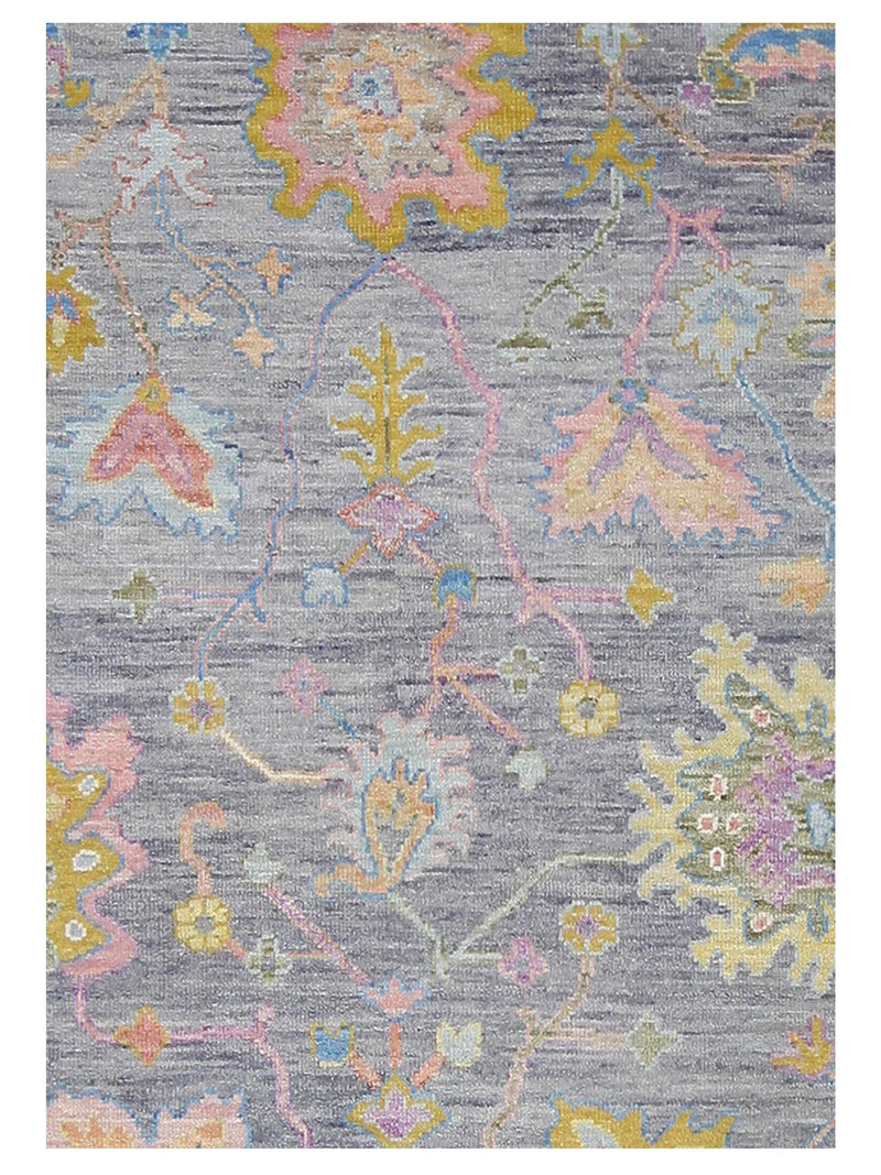 Pacific Ushak Wool Weft 42576 Grey Ivory Transitional Hand Knotted Rug