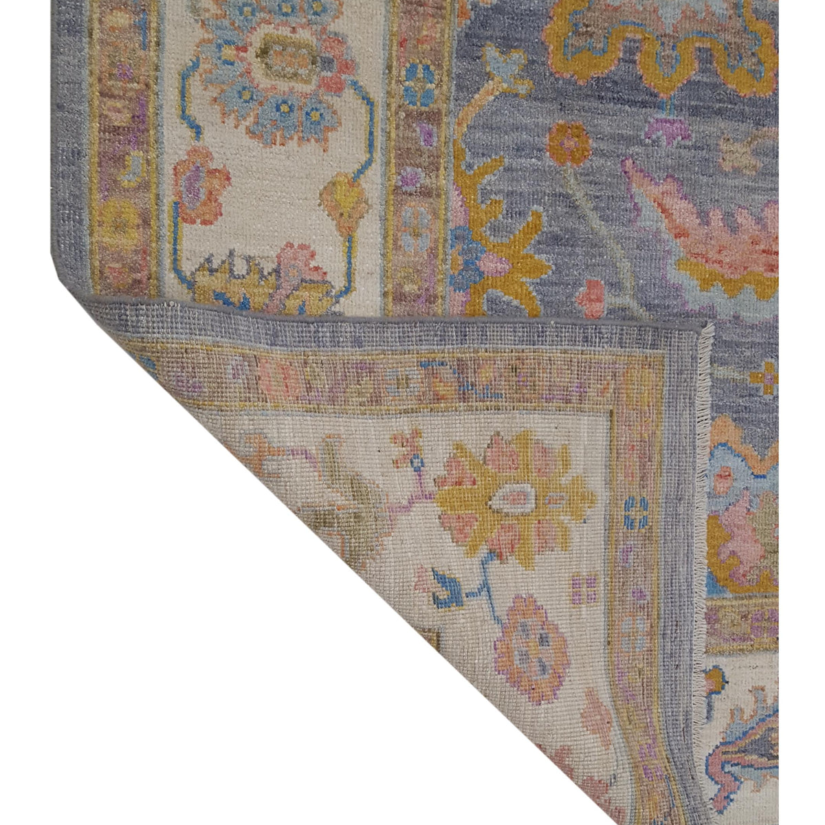 Pacific Ushak Wool Weft 42576 Grey Ivory Transitional Hand Knotted Rug
