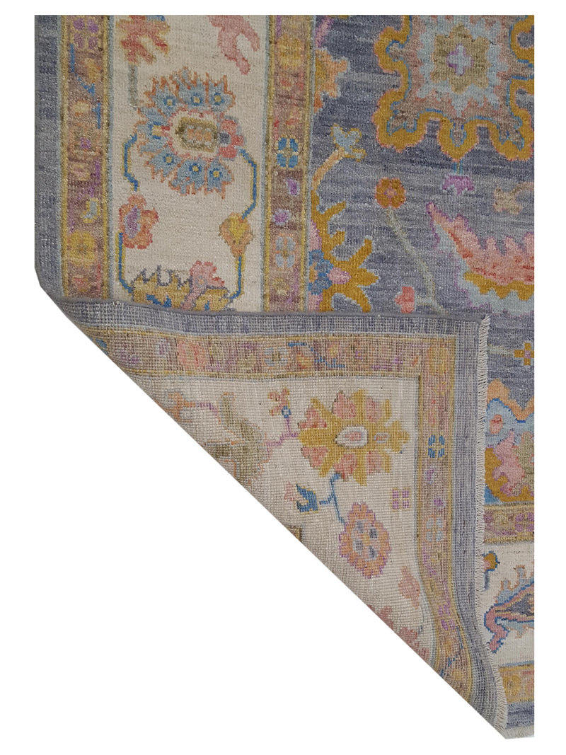 Pacific Ushak Wool Weft 42576 Grey Ivory Transitional Hand Knotted Rug