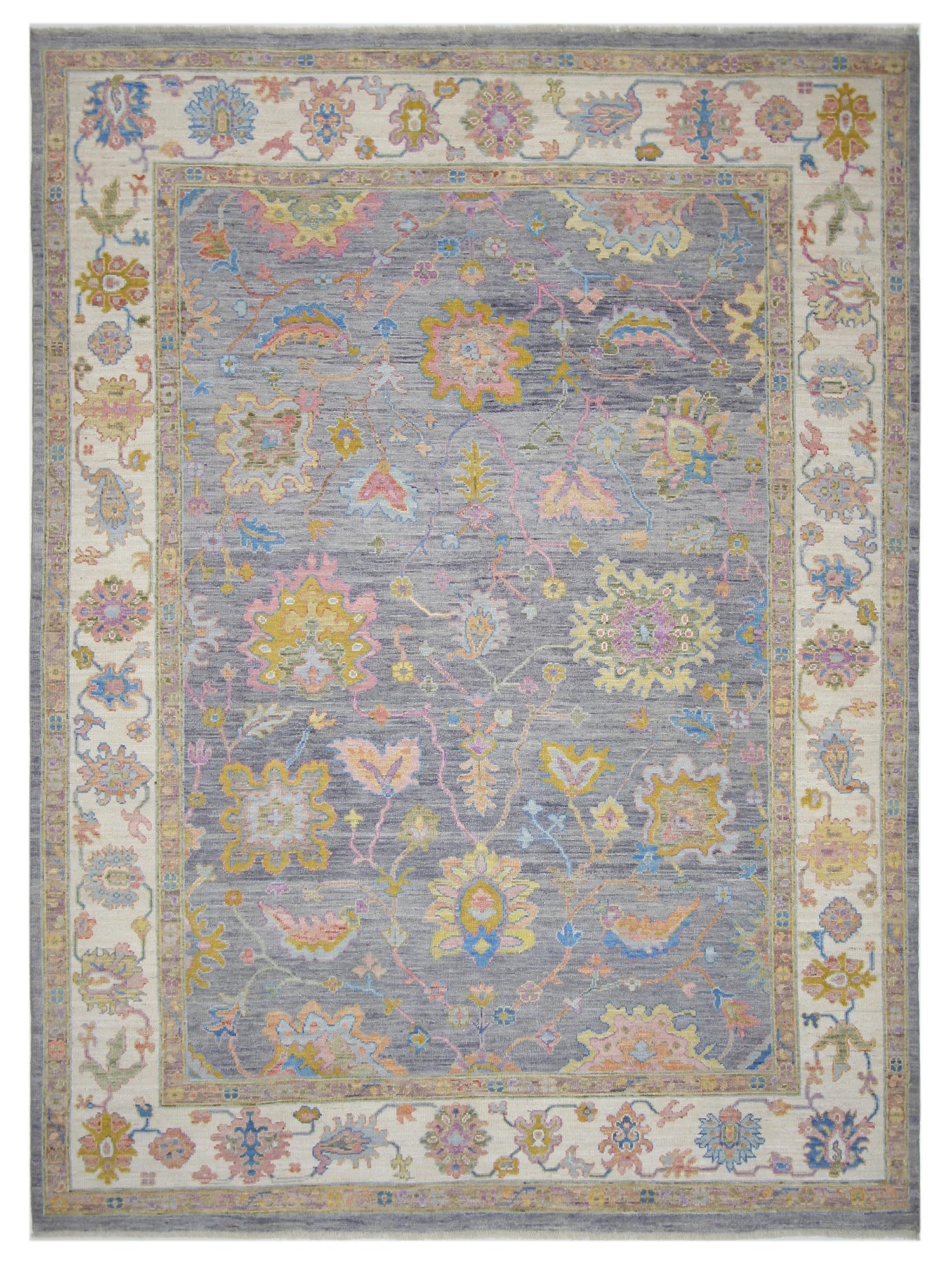 Pacific Ushak Wool Weft  Grey Ivory Transitional