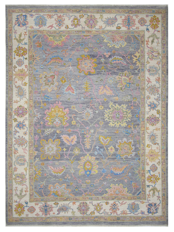 Pacific Ushak Wool Weft  Grey Ivory Transitional