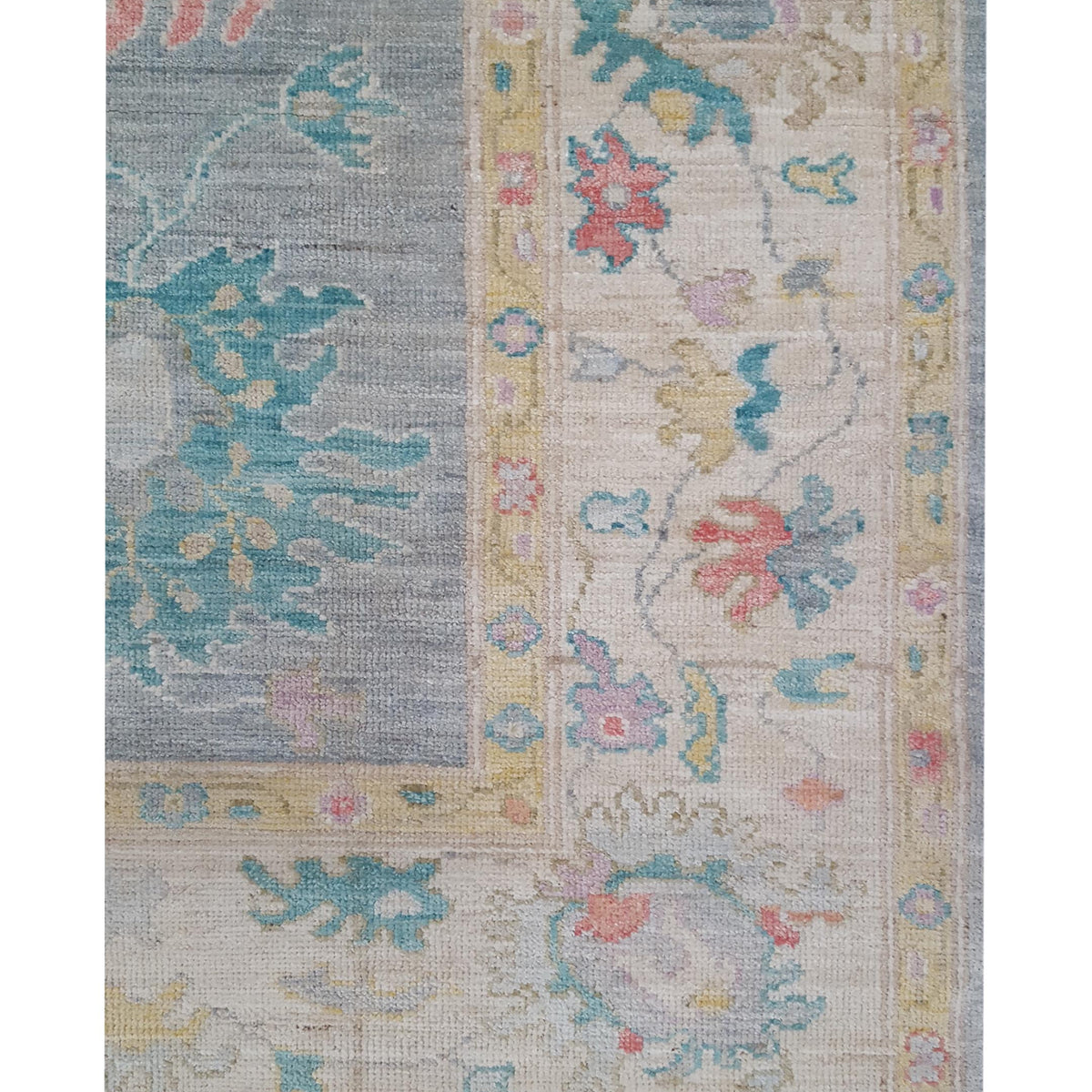 Pacific Ushak Wool Weft 42589 Grey Ivory Transitional Hand Knotted Rug