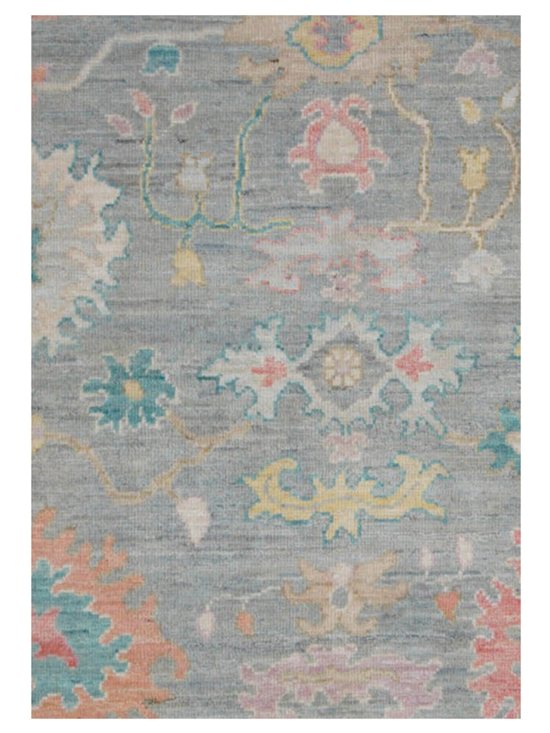Pacific Ushak Wool Weft 42589 Grey Ivory Transitional Hand Knotted Rug