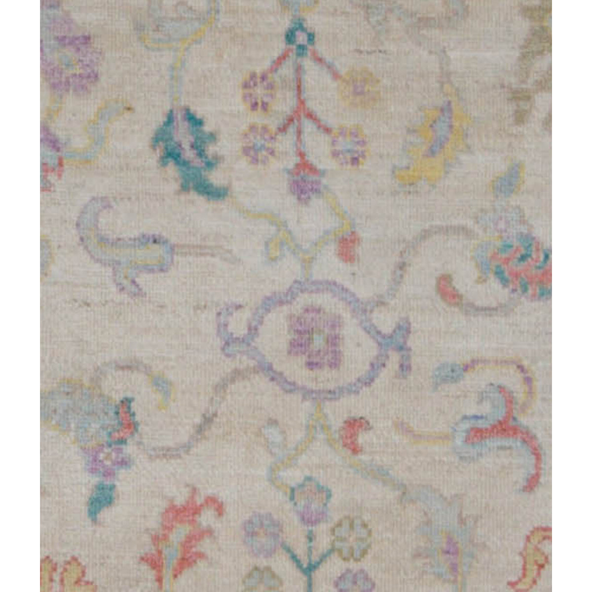 Pacific Ushak Wool Weft 42590 Ivory Lt.Blue Transitional Hand Knotted Rug