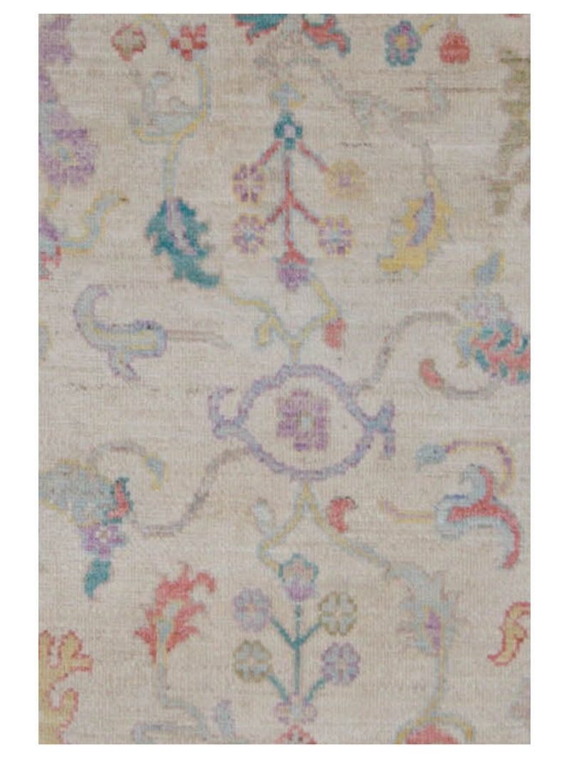 Pacific Ushak Wool Weft 42590 Ivory Lt.Blue Transitional Hand Knotted Rug