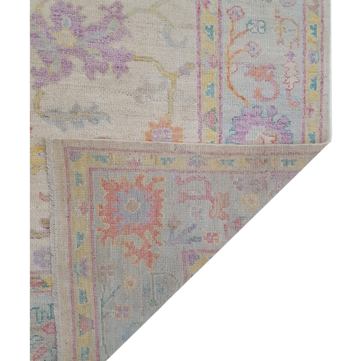 Pacific Ushak Wool Weft 42590 Ivory Lt.Blue Transitional Hand Knotted Rug