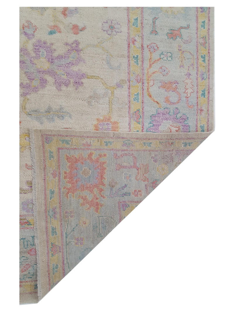 Pacific Ushak Wool Weft 42590 Ivory Lt.Blue Transitional Hand Knotted Rug