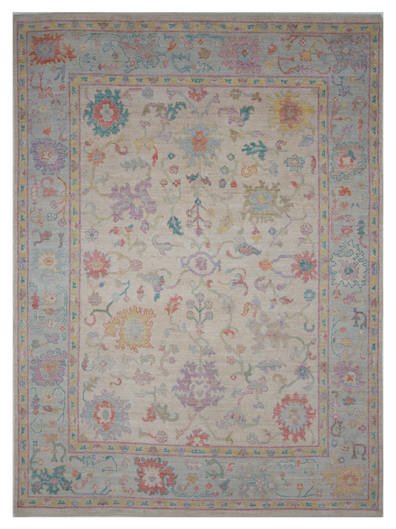 Pacific Ushak Wool Weft  Ivory Lt.Blue Transitional