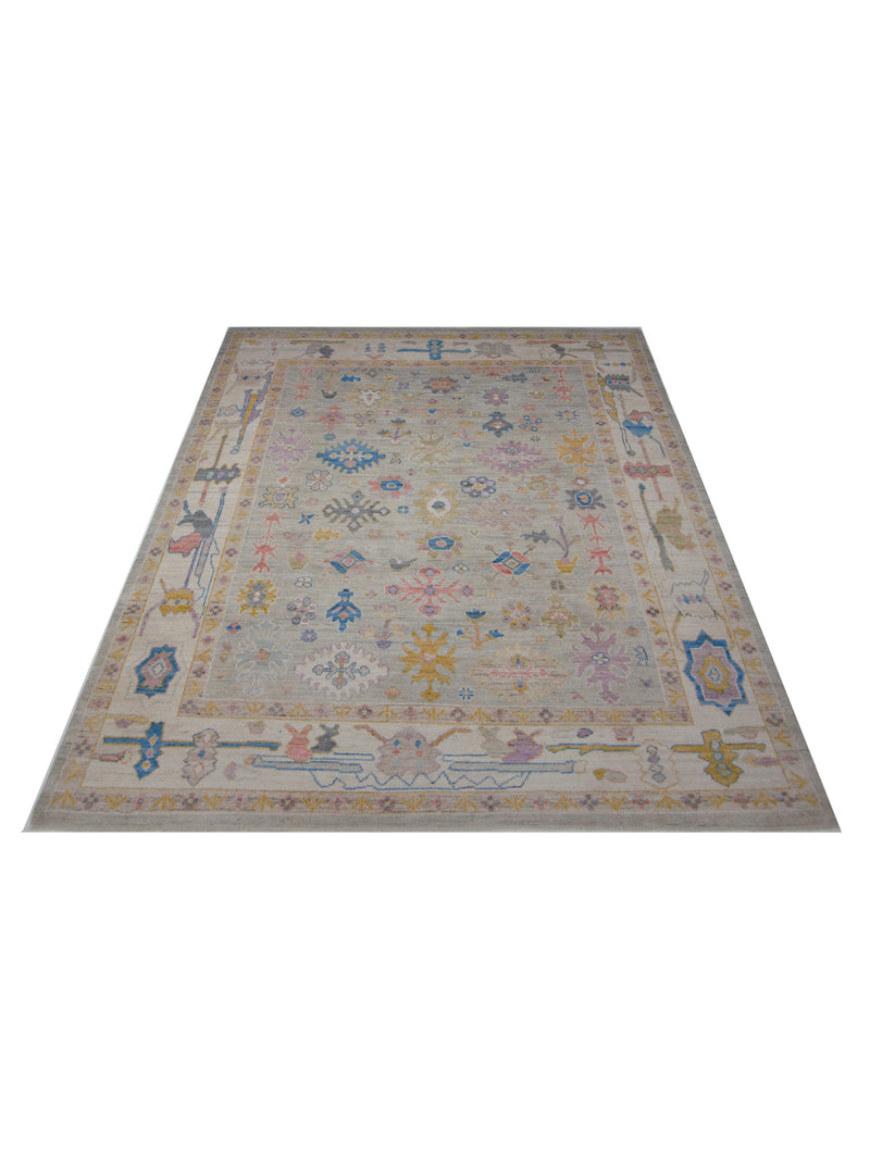 Pacific Ushak Wool Weft 42593 Lt.Grey Ivory Transitional Hand Knotted Rug