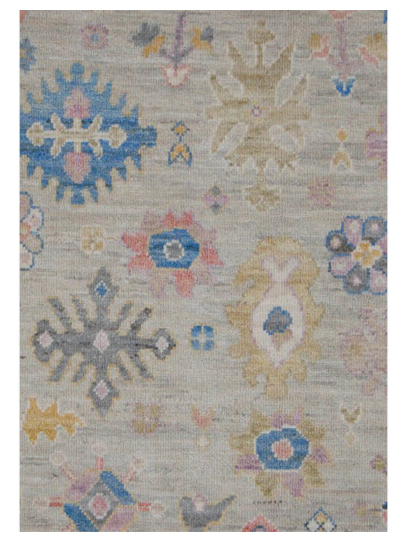 Pacific Ushak Wool Weft 42593 Lt.Grey Ivory Transitional Hand Knotted Rug